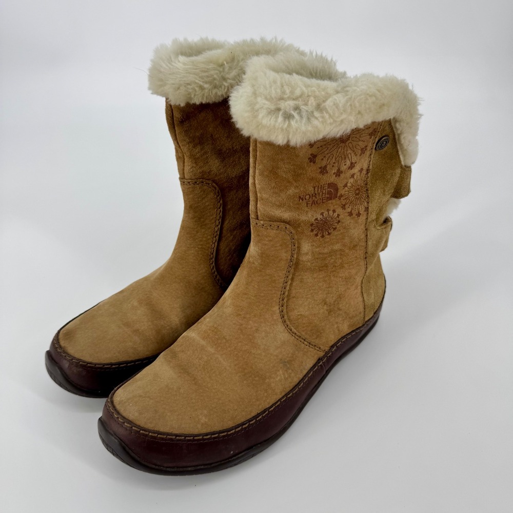The North Face Women's Suede Shearling Winter Boots Primaloft Size 9